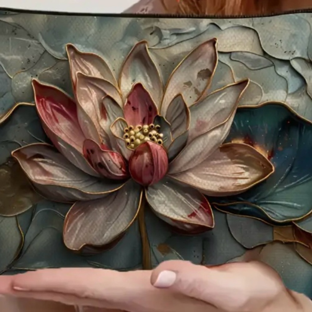 Elegant Floral Clutch with Gold Accents